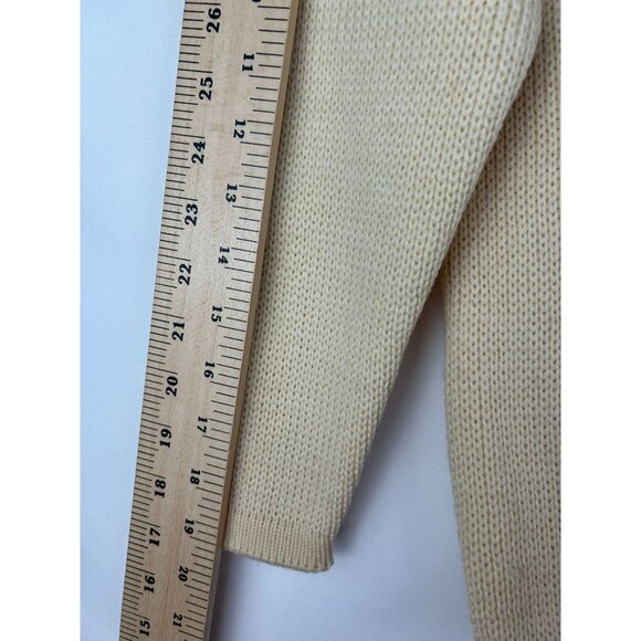 VTG Obermeyer Womens Beige 100% Wool Cardigan Sweater With Scalloped Trim Small - Picture 5 of 12